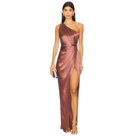 SAU LEE X Revolve Preston Dress in Brown 4 as-is Maxi Gown Womens - Picture 1 of 12